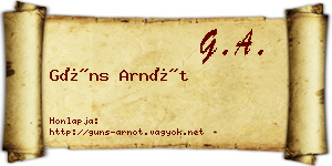 Güns Arnót névjegykártya